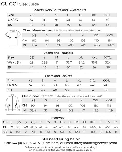 gucci shirt size guide